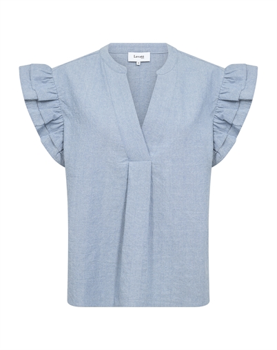  Leveté Room - LR-Lennon 2 Bluse - Blue Cotton